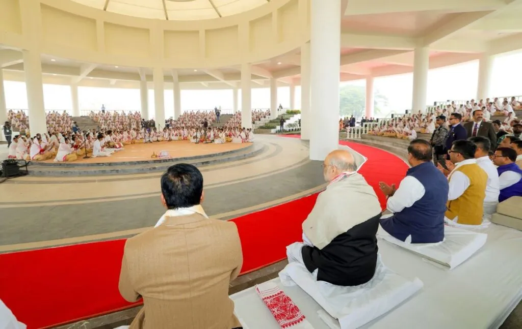 Amit Shah speaking on Batadrava Than redevelopment at Mahapurush Srimanta Sankardev’s birthplace in Assam
